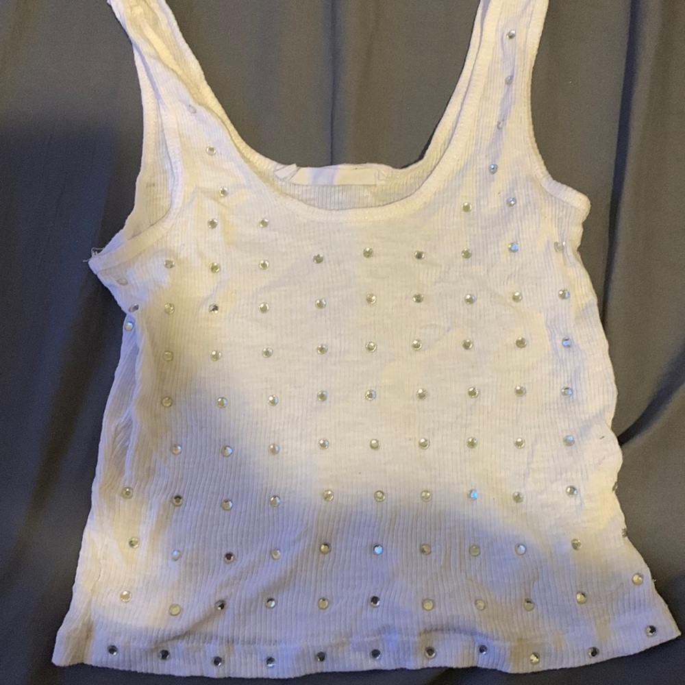 White Studded LF Tank Top